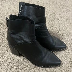 Treasure and Bond Black Leather Bootie with Studded detail and back zipper